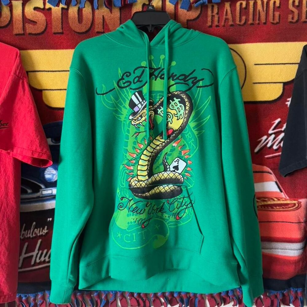 Y2K Style Ed Hardy AOP Snake Hoodie 🐍